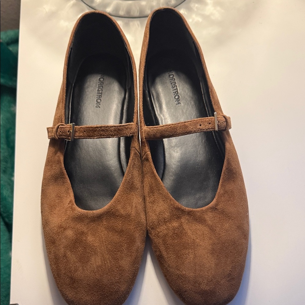 Nordstrom Brown Suede Mary Jane Loafers